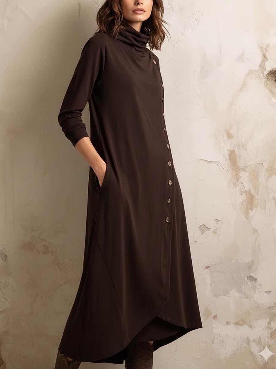 Boho-Inspired Midi Dress With Side Button Placket